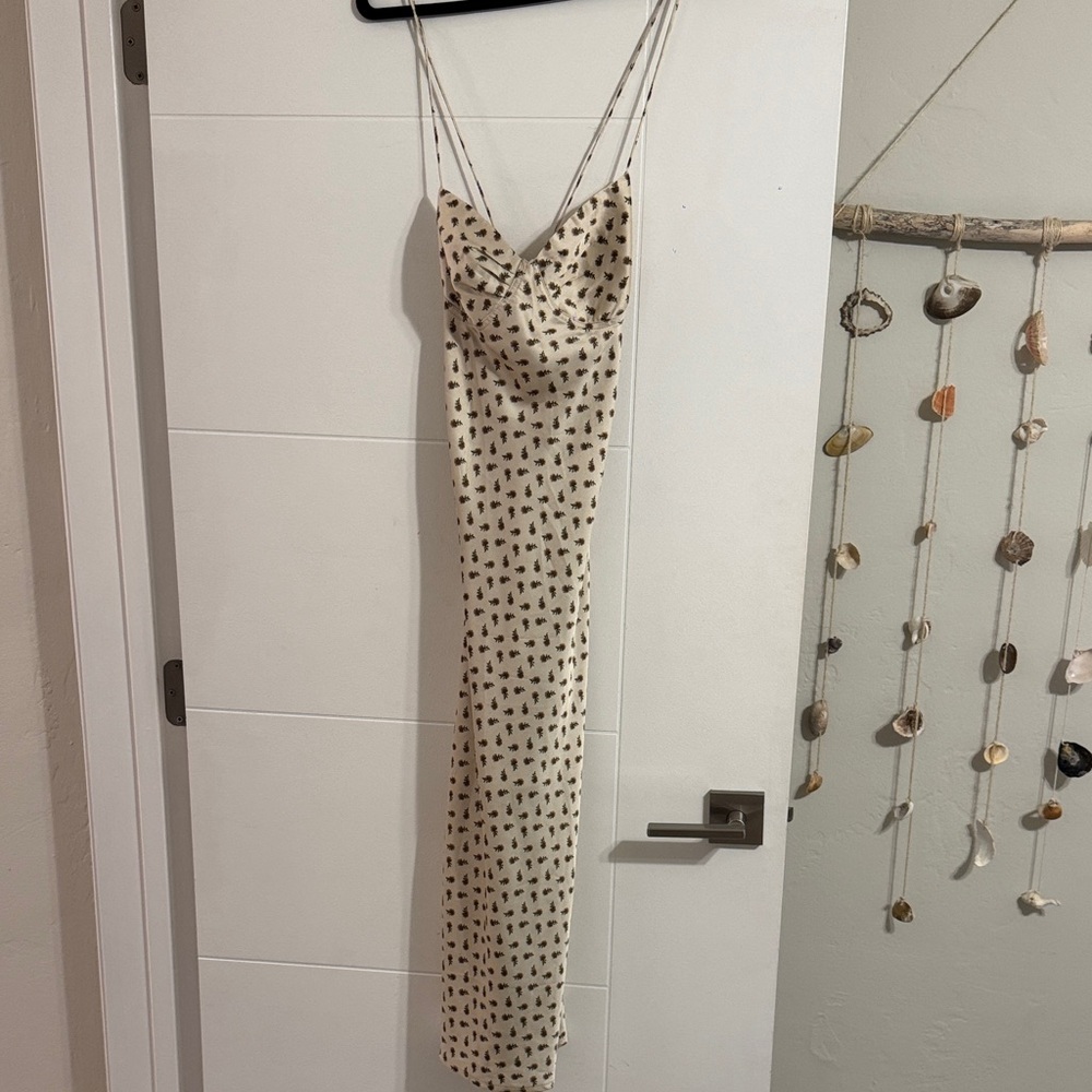 Strapless Dress in Cream with Flower Accents